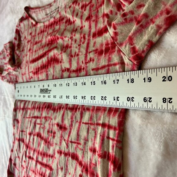 Majestic Filatures Women Cotton Tie-Dye Red 3/4 Sleeve Boatneck Tee Shirt Size 3 - Picture 6 of 8